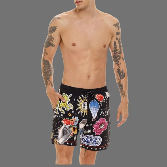 Agua BenditaDiving Into Dreams Joe Graphic Swim Trunks